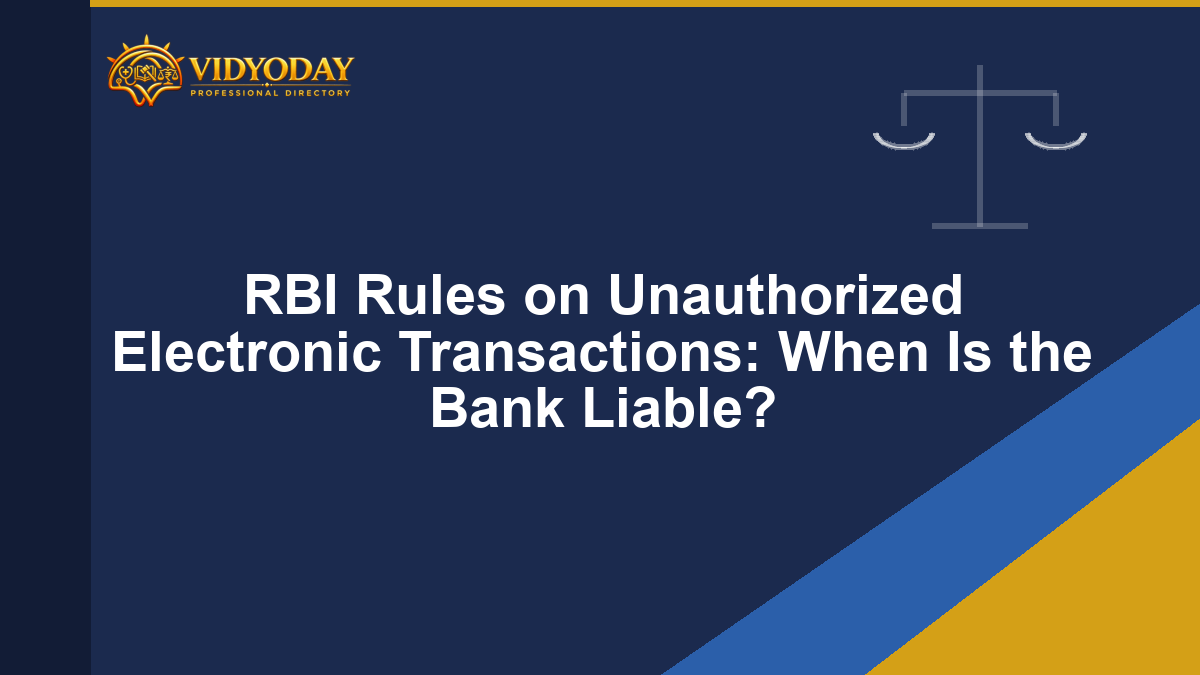 RBI Rules on Unauthorized Electronic Transactions: When Is the Bank Liable?